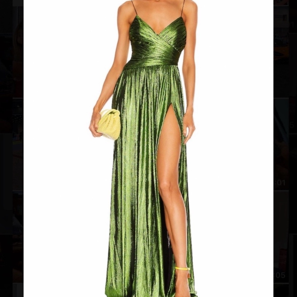 Retrofete Doss Metallic Green Maxi Formal Dress - Picture 12 of 13